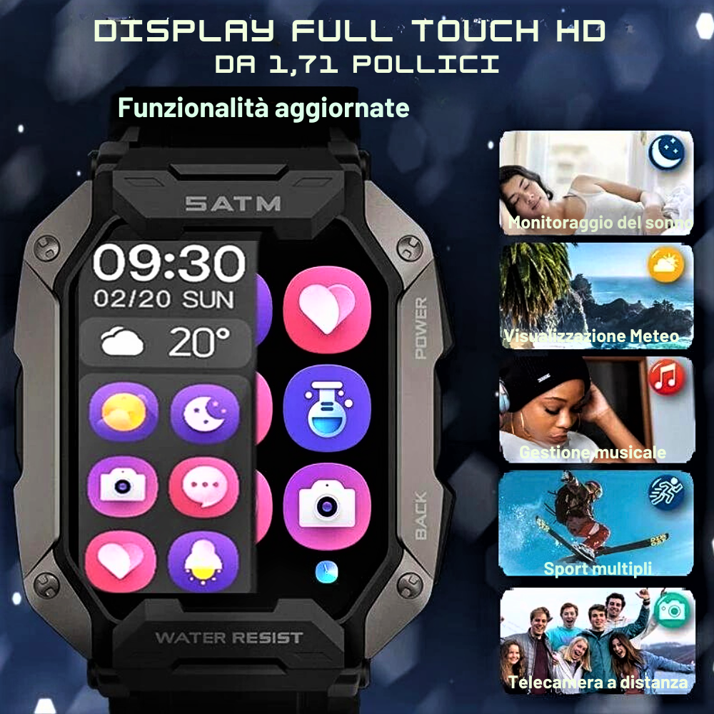 Smartwatch deportivo: resistente al agua hasta 50 m y funciones avanzadas