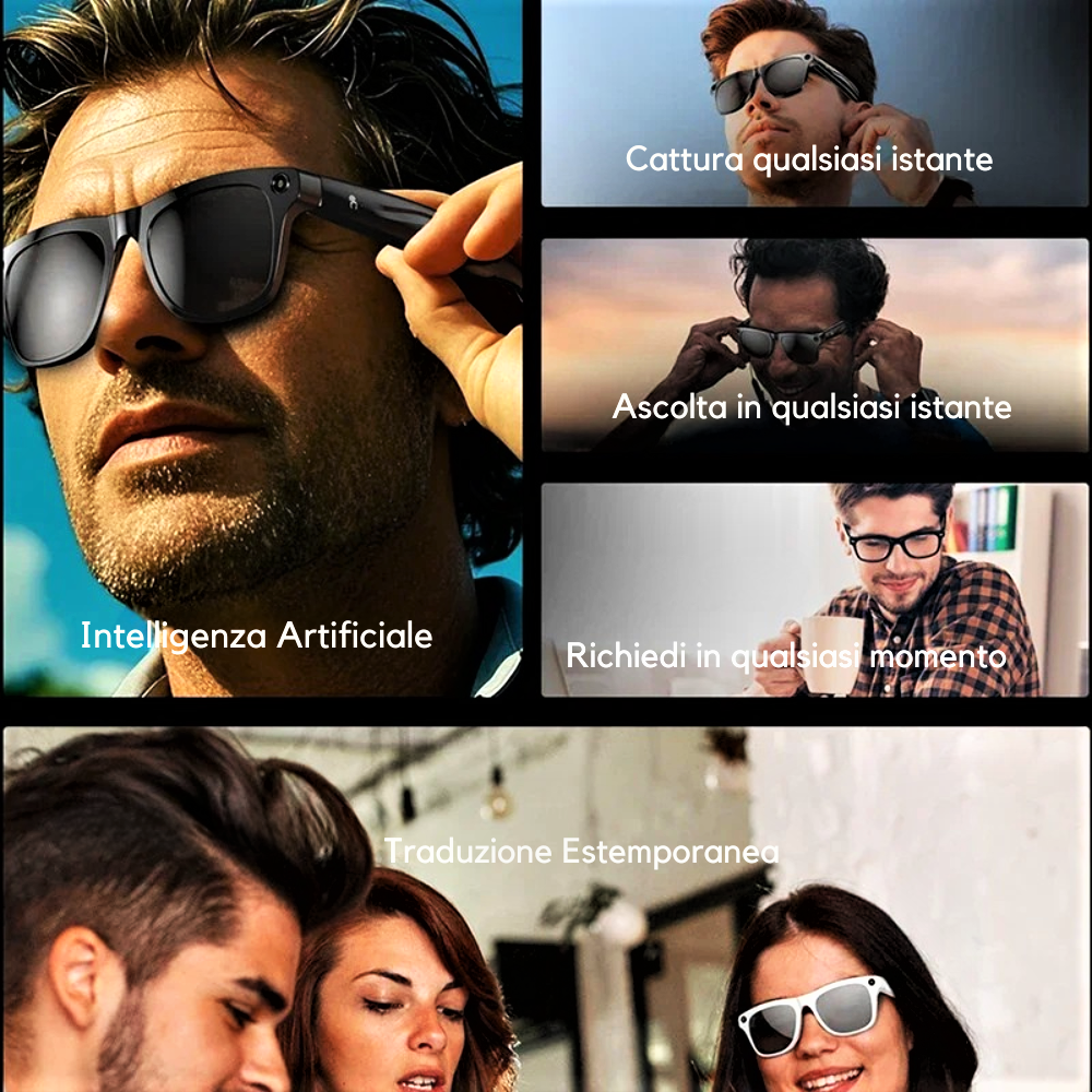 Occhiali Smart con Fotocamera Ultra HD da 100Mp e Intelligenza Artificiale