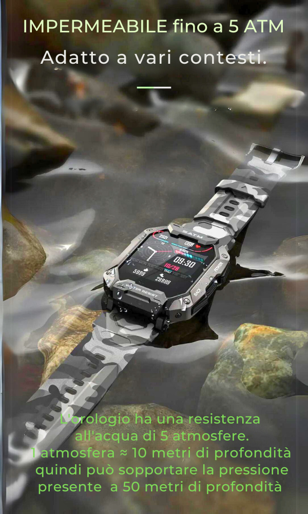 Smartwatch deportivo: resistente al agua hasta 50 m y funciones avanzadas