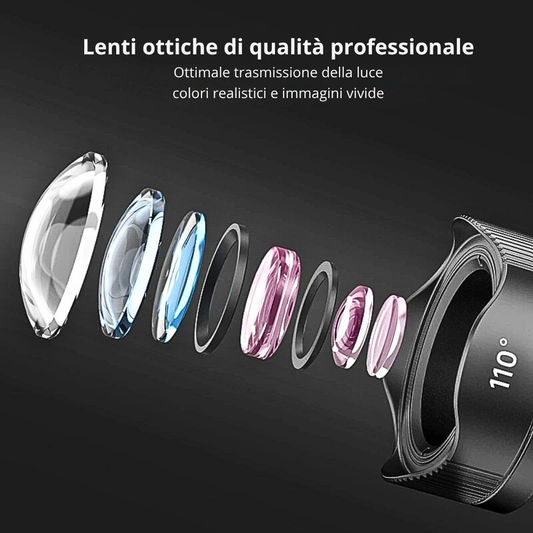 Obiettivi Professionali per Smartphone: Macro 10X & Grandangolo 110°