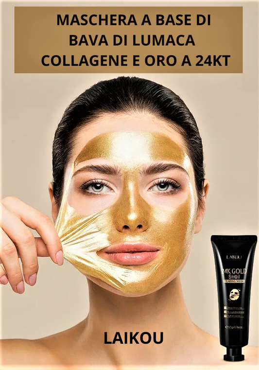 Maschera al Collagene, Oro 24K, Bava di Lumaca e Radice di Ginseng