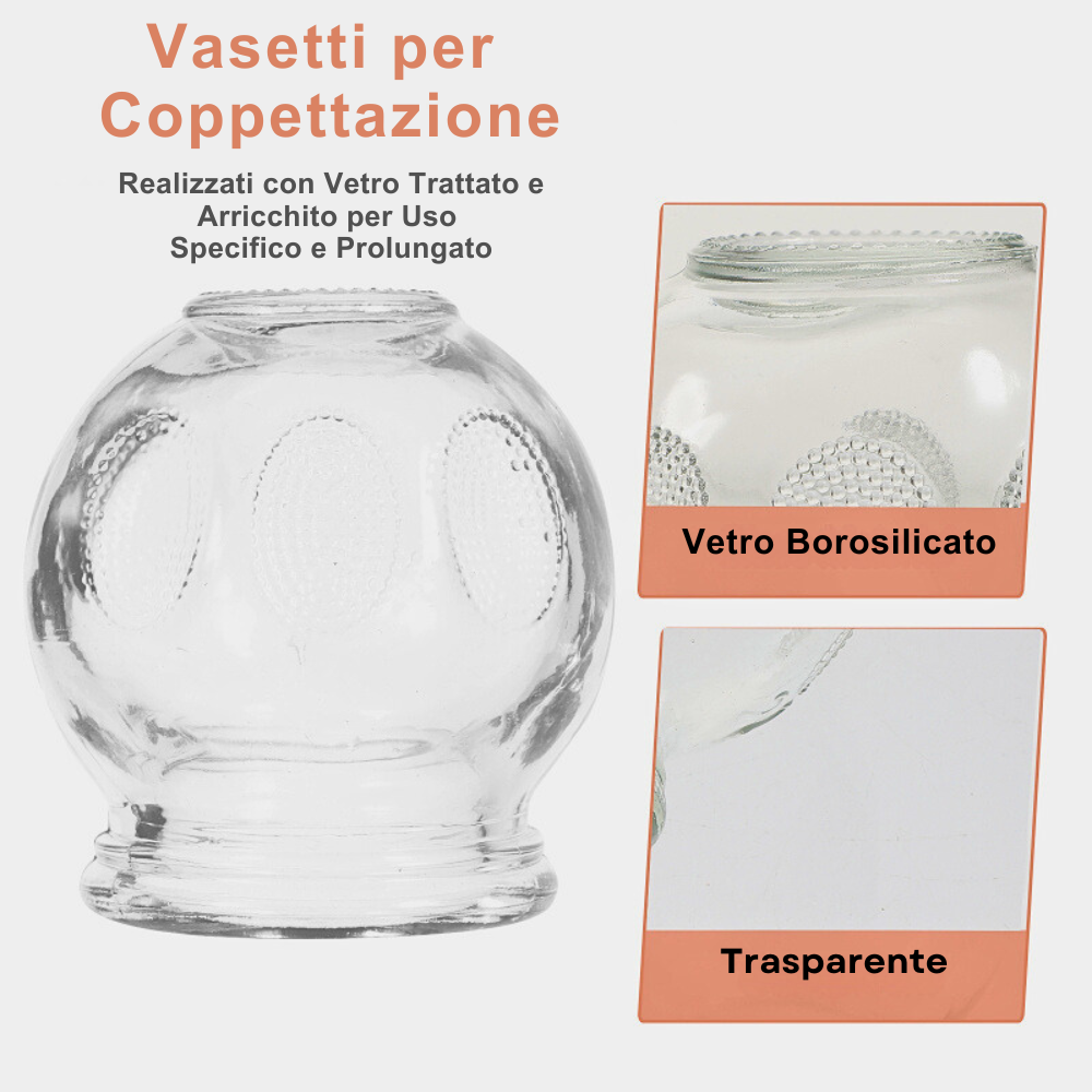 Set di 7 Coppette in Vetro per Coppettazione: Combatti la Cellulite mentre Rilassi i Muscoli e porti Benefici al Corpo