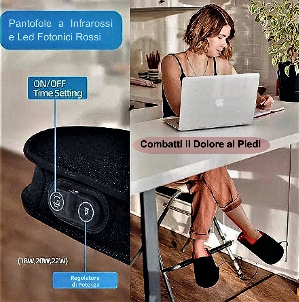 Pantofole LED Fotonici e Infrarossi per Benessere e Sollievo Profondo a piedi affaticati