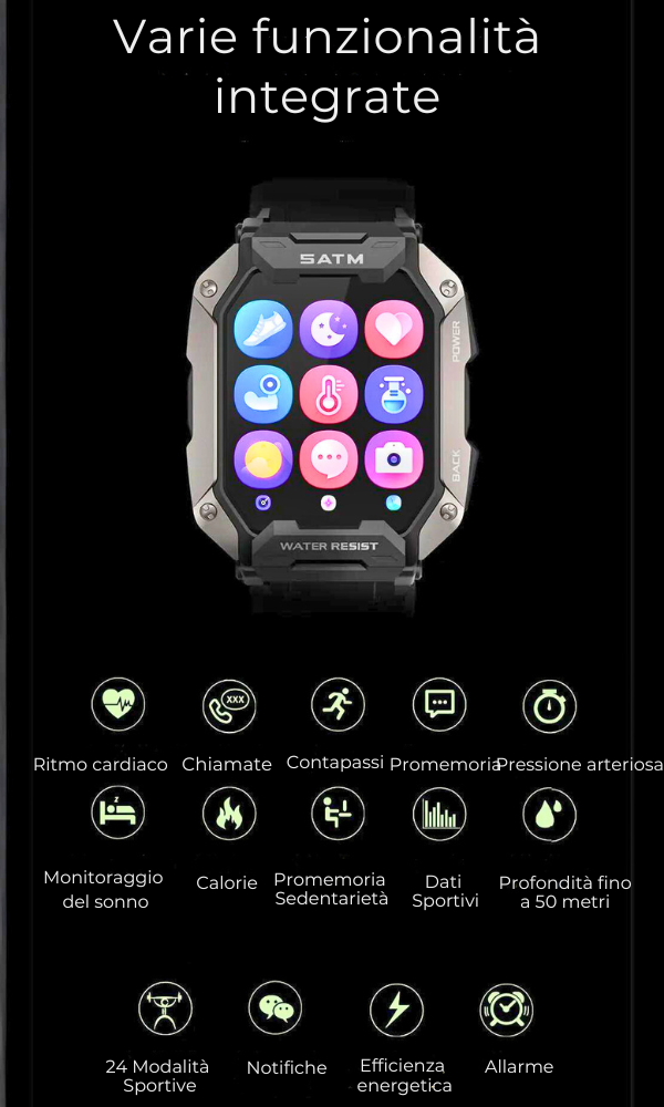 Smartwatch deportivo: resistente al agua hasta 50 m y funciones avanzadas
