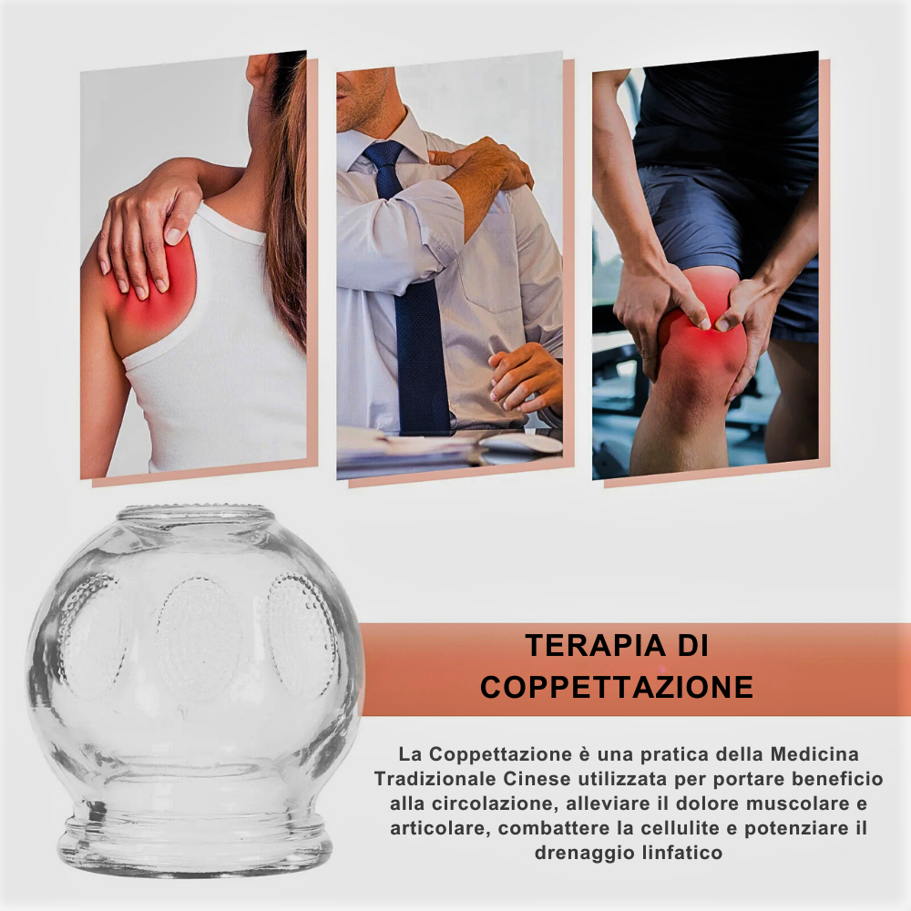 Set di 7 Coppette in Vetro per Coppettazione: Combatti la Cellulite mentre Rilassi i Muscoli e porti Benefici al Corpo
