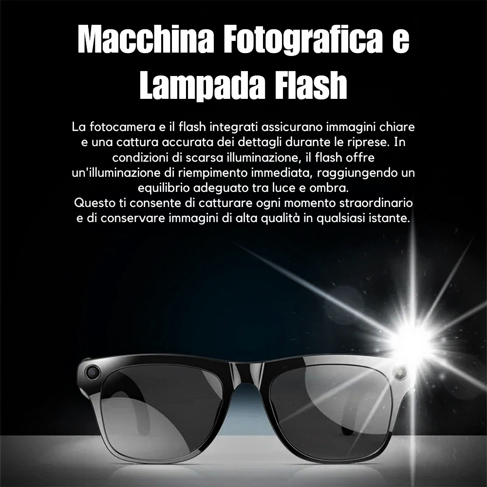 Occhiali Smart con Fotocamera Ultra HD da 100Mp e Intelligenza Artificiale