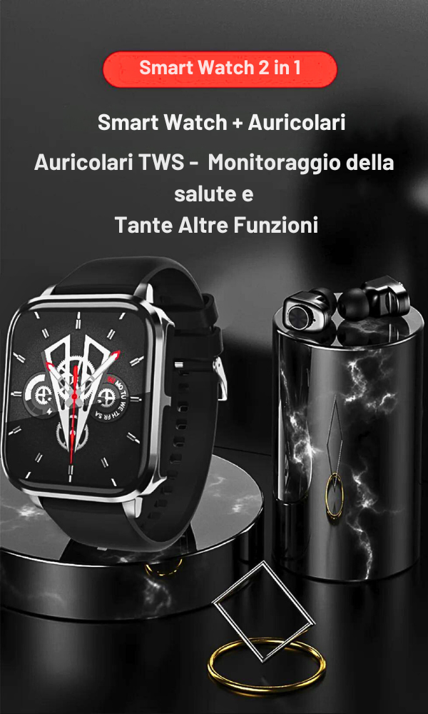 2 in 1 Smartwatch with Built-in TWS Earphones and Sports Features
