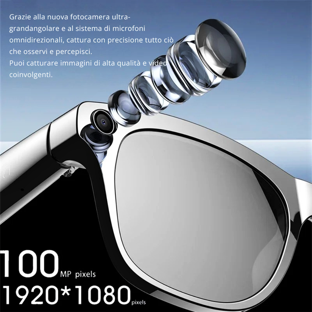 Occhiali Smart con Fotocamera Ultra HD da 100Mp e Intelligenza Artificiale