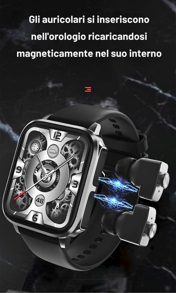 2 in 1 Smartwatch with Built-in TWS Earphones and Sports Features
