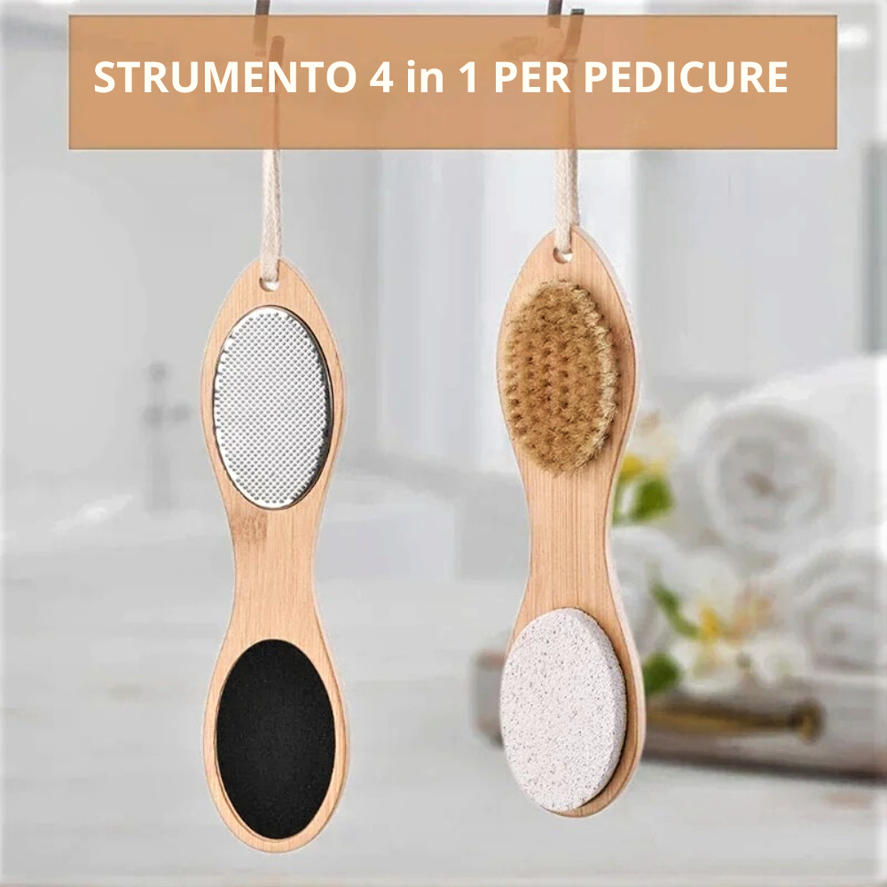 Spazzola in Legno per Pedicure Multiuso 4 in 1