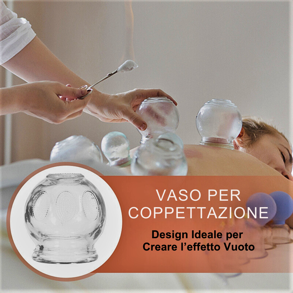 Set di 7 Coppette in Vetro per Coppettazione: Combatti la Cellulite mentre Rilassi i Muscoli e porti Benefici al Corpo