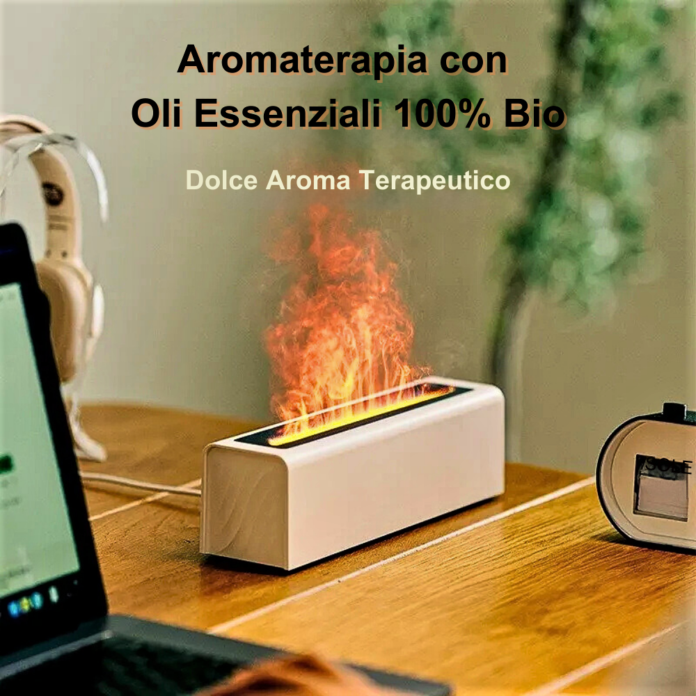 Diffusore per Aromaterapia con Simulazione di Fiamme Colorate: Design e Benessere in un Solo Dispositivo