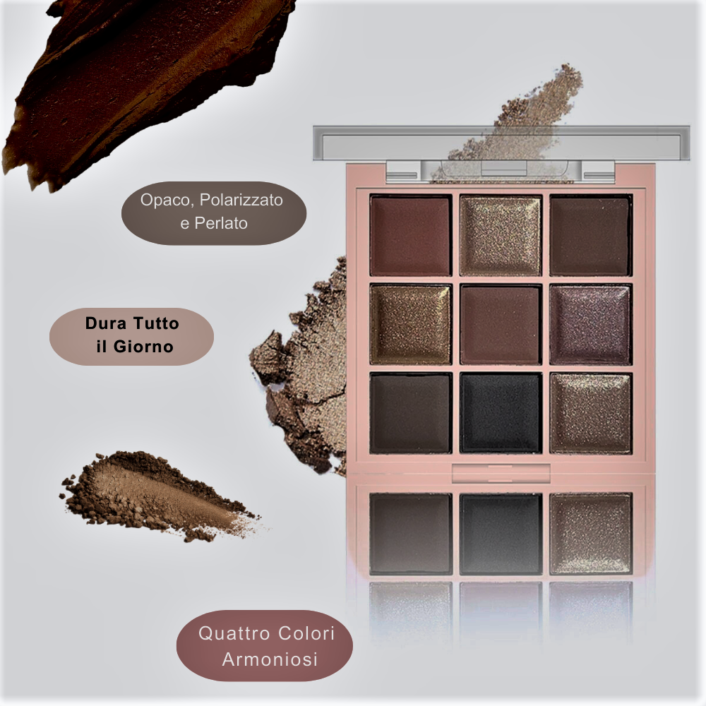 Palette Ombretti 9 Colori – Eleganza Naturale, Luce Sofisticata