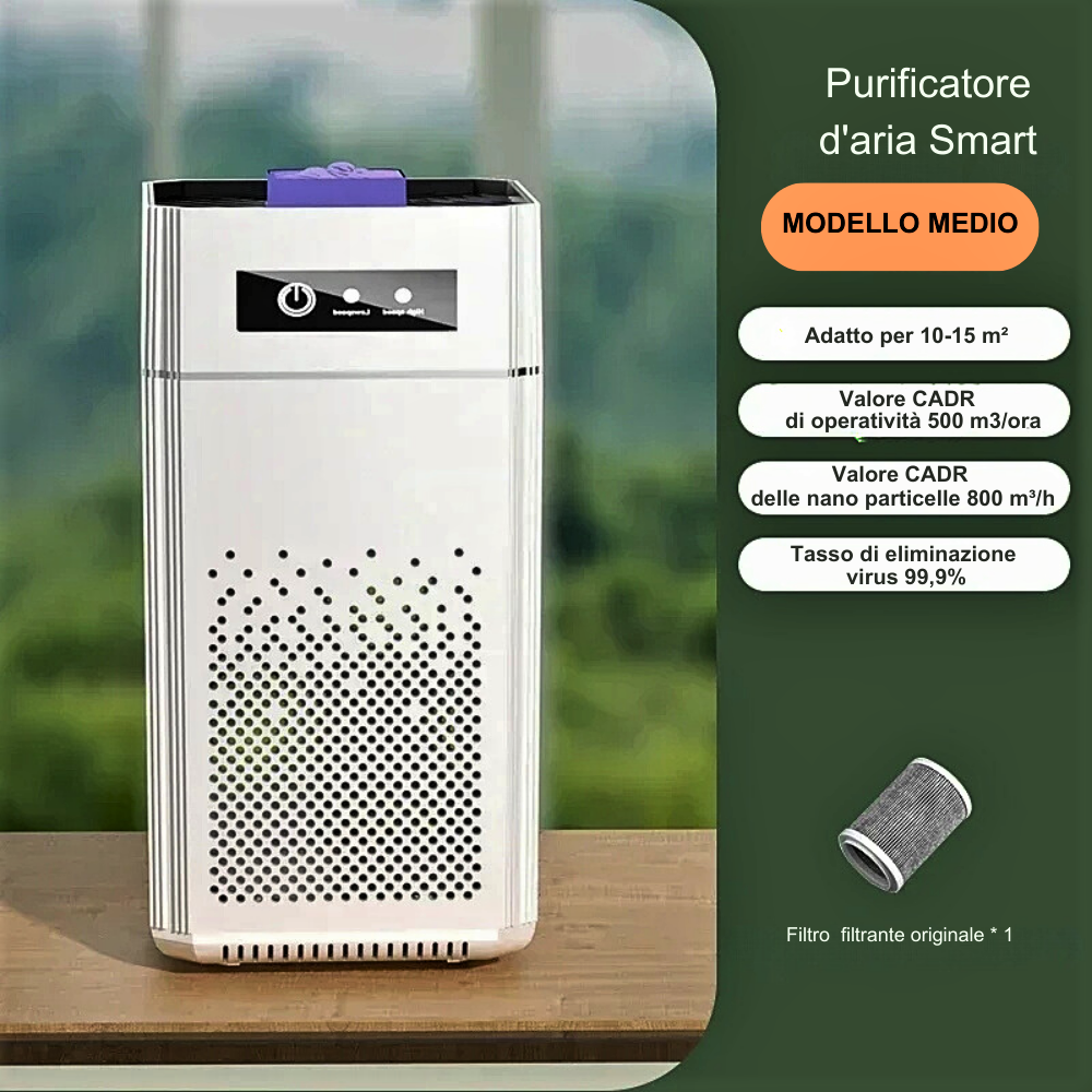 Mini purificador de aire inteligente con iones negativos y filtro HEPA H12: potencia, compacidad y aire limpio