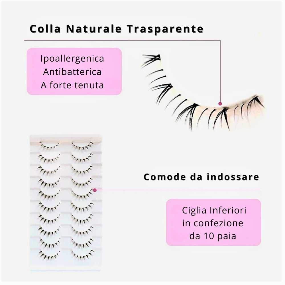 Set di 10 Paia di Extension Ciglia Inferiori