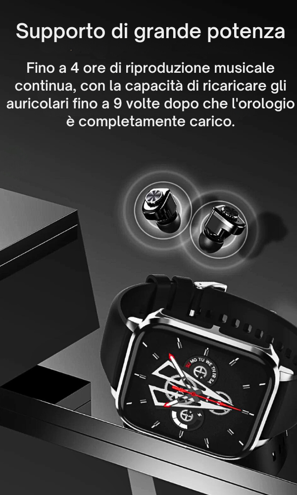 2 in 1 Smartwatch with Built-in TWS Earphones and Sports Features