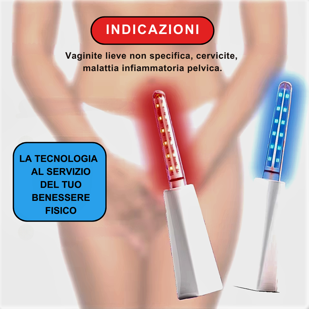 Dispositivo de terapia ginecológica con LED fotónicos azules y rojos