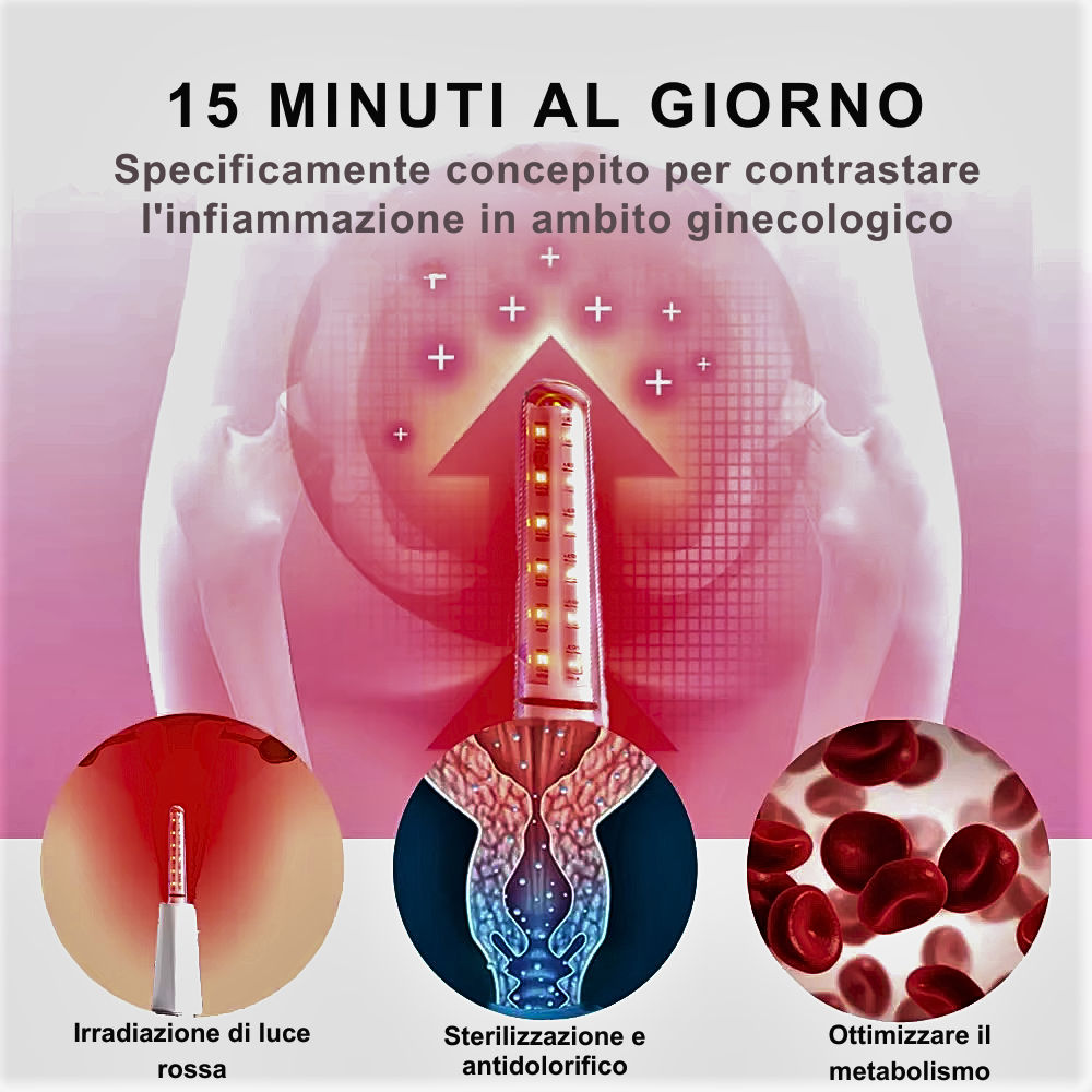 Dispositivo de terapia ginecológica con LED fotónicos azules y rojos