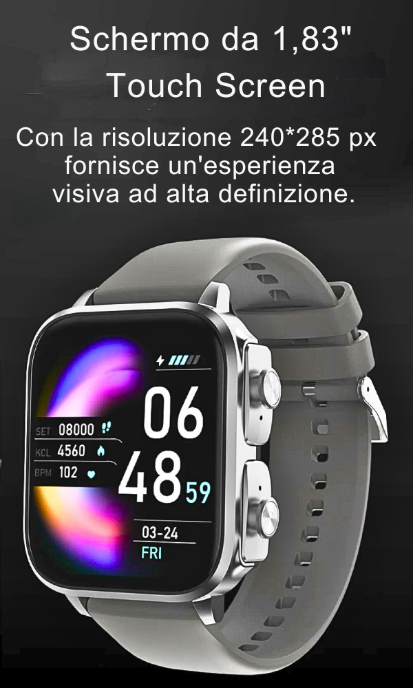 2 in 1 Smartwatch with Built-in TWS Earphones and Sports Features