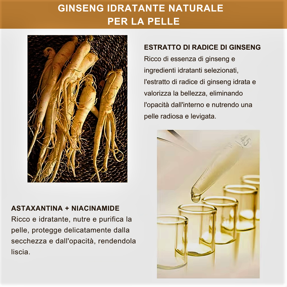 Siero Innovativo Anti-Age con Ginseng, Astaxantina, Acido Ialuronico e Polipeptidi d’Oro