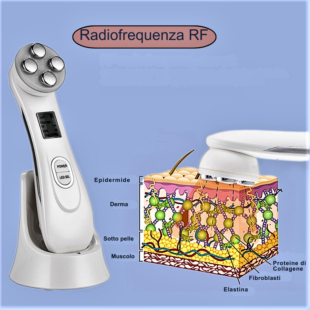Dispositivo de belleza multifuncional de alta tecnología: EMS, electroporación, radiofrecuencia RF y LED fotónico