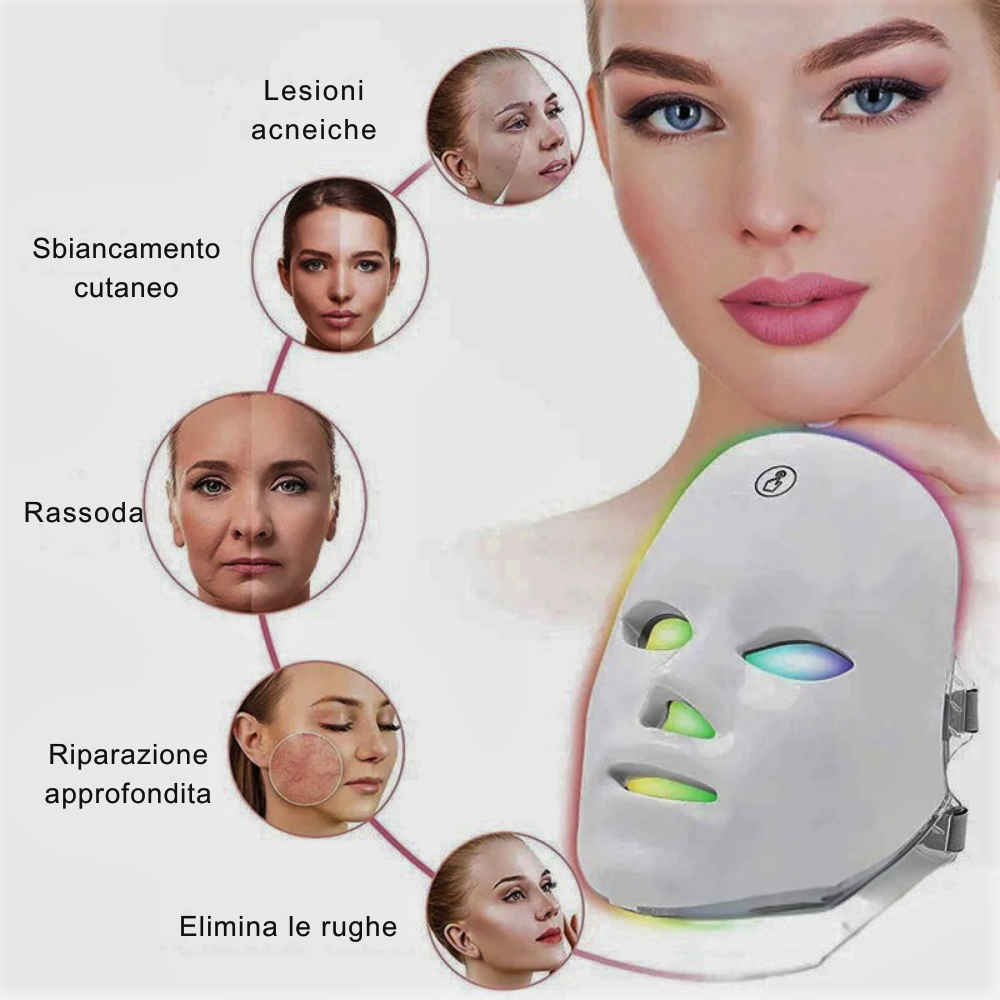 Maschera Facciale LED Fotonici a 7 Colori – Ringiovanimento Totale con Tecnologia Fotonica