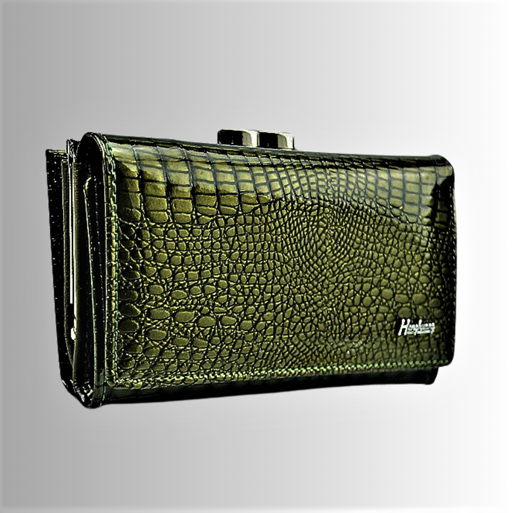 Portafoglio in Vera Pelle di Vitellino a Tema Coccodrillo