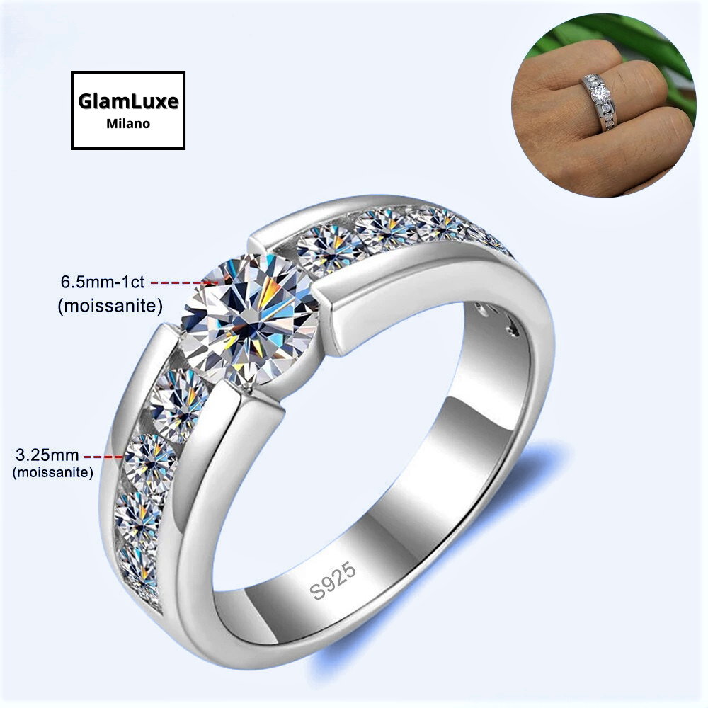 Fede con Moissanite per Ct 2.20 Certificata D Color