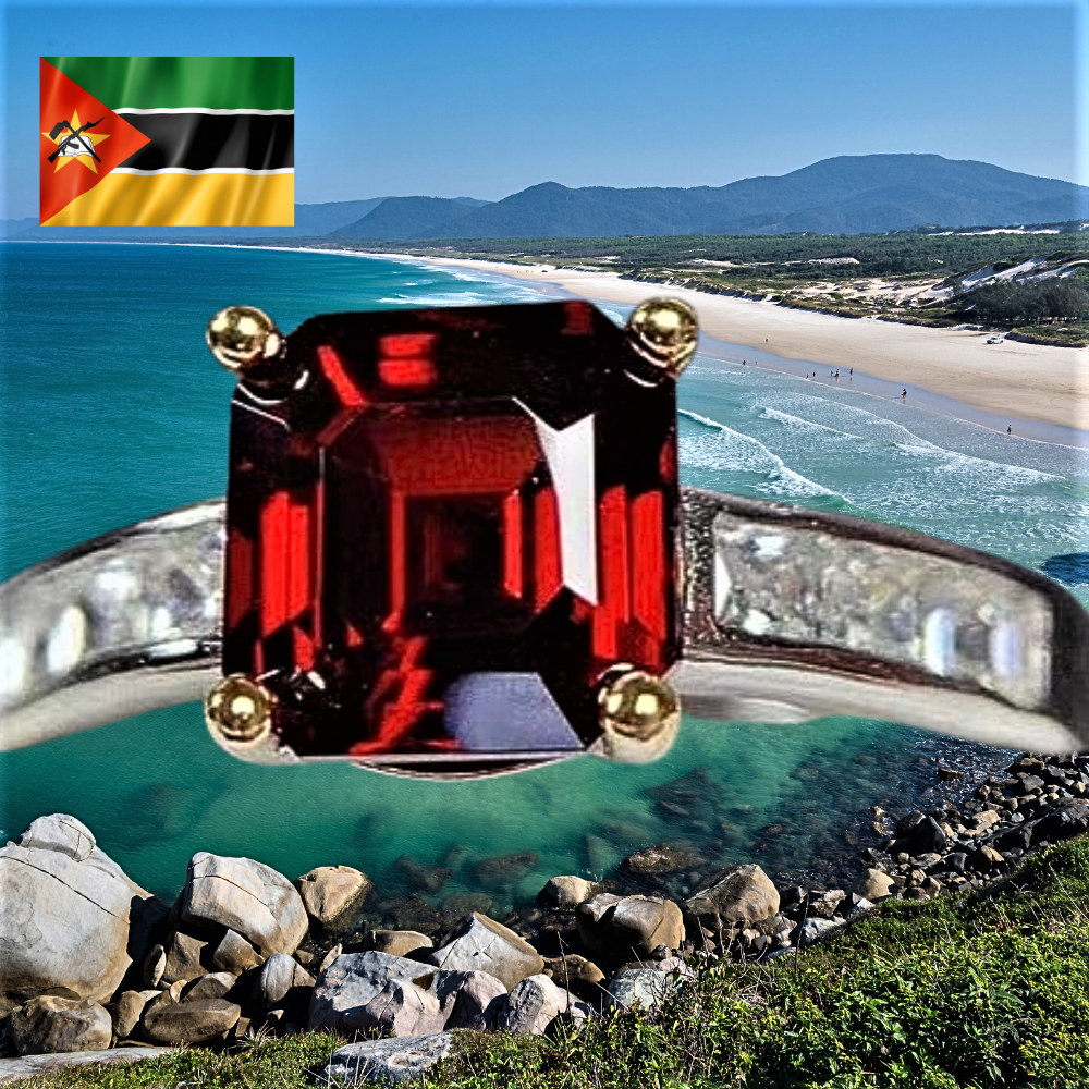 Anillo con Granate Natural de Mozambique