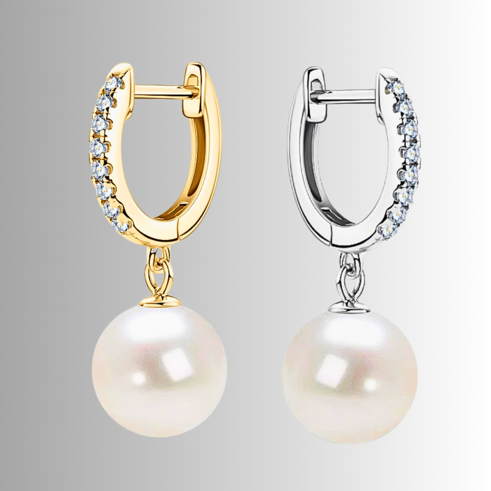 Orecchini "Sfera Illuminata" con Moissaniti D Color e Perle Naturali d'Acqua Dolce
