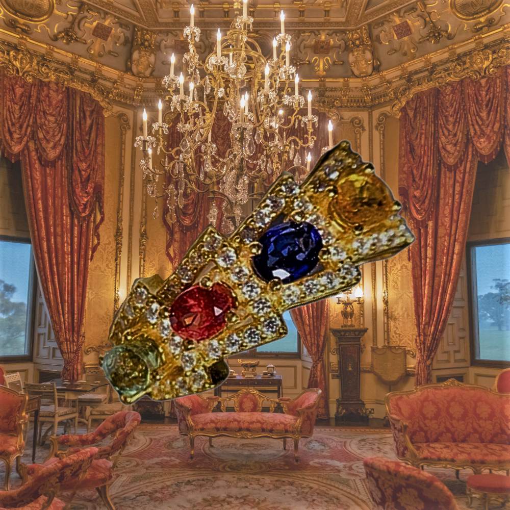 Anillo Flechas Borrosas con Piedras Naturales