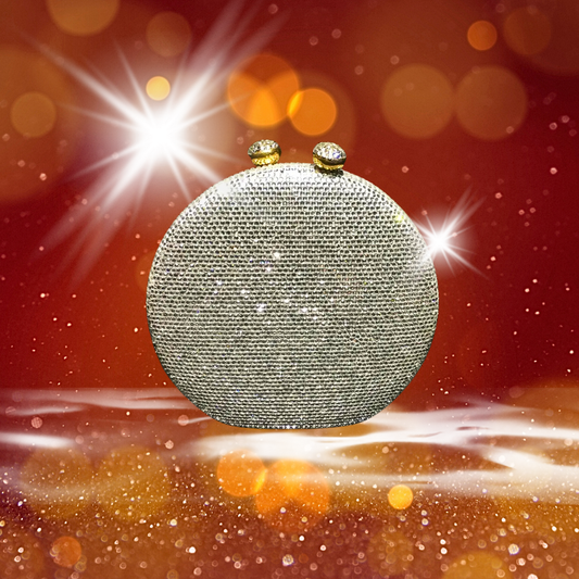 Clutch Rotonda Fatta a Mano con Cristalli Colorati