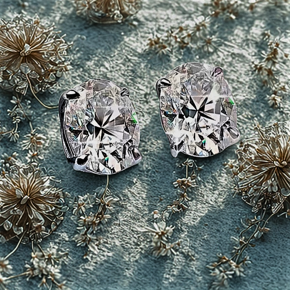 Orecchini Punto Luce con Moissanite Ovale: Raffinatezza Pura in 4 Carature di Lusso