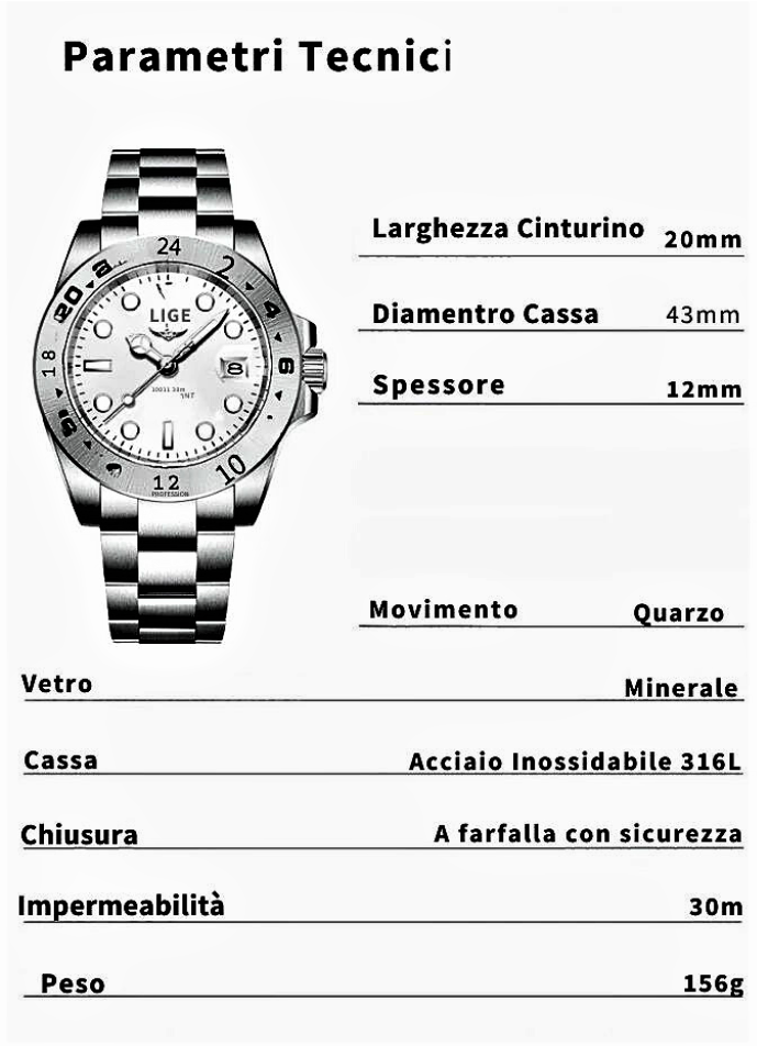 Reloj LIGE Elegance inspirado en el icónico Rolex Explorer II