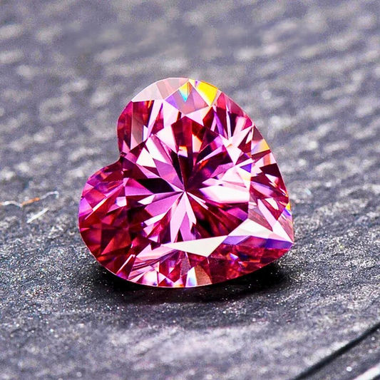 Moissanite Rosa Intenso Taglio Cuore Certificata