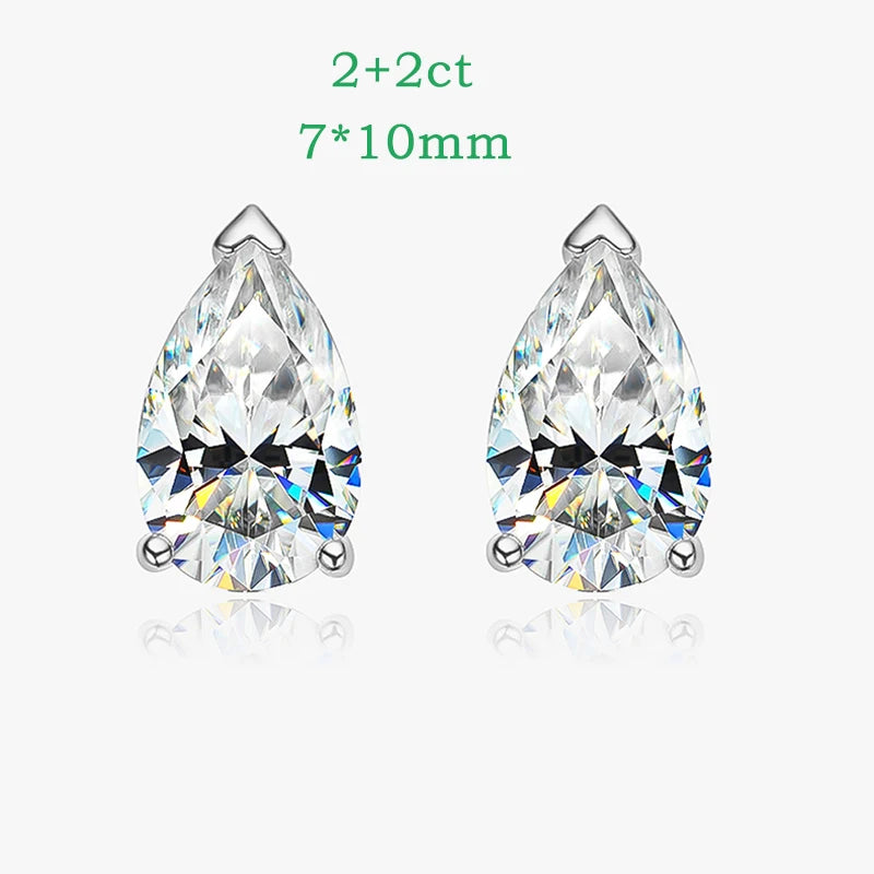 Smyoue 1CT 2CT 4CT Emerald/Radiant Cut Moissanite Stud Earrings for Women D Color Luxury Lab Diamond 925 Sterling Silver Jewelry