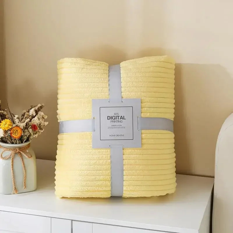 Fleece Bedspread Bed Covers Sofa Blanket Throw Blankets Plush Solid Color Soft Plaid