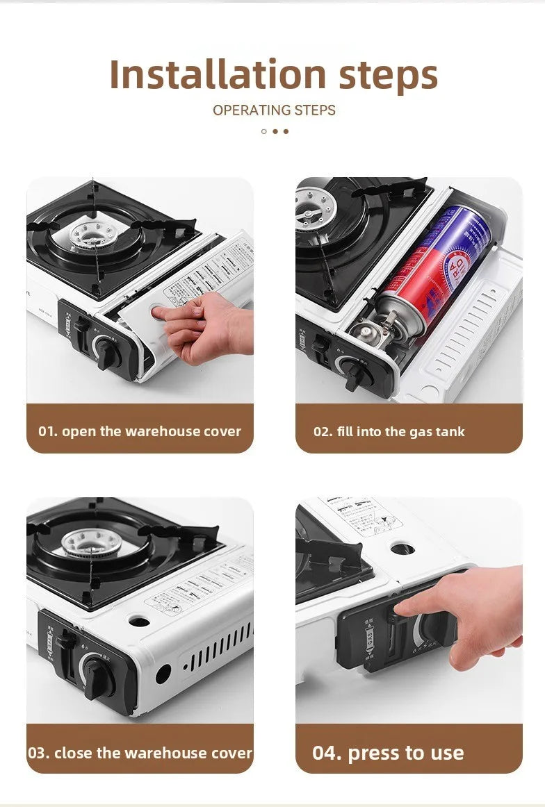 2025Portable Outdoor Cassette Stove Butane Gas Stove for Hot Pot BBQ Camping Cooking Lightweight Compact Design