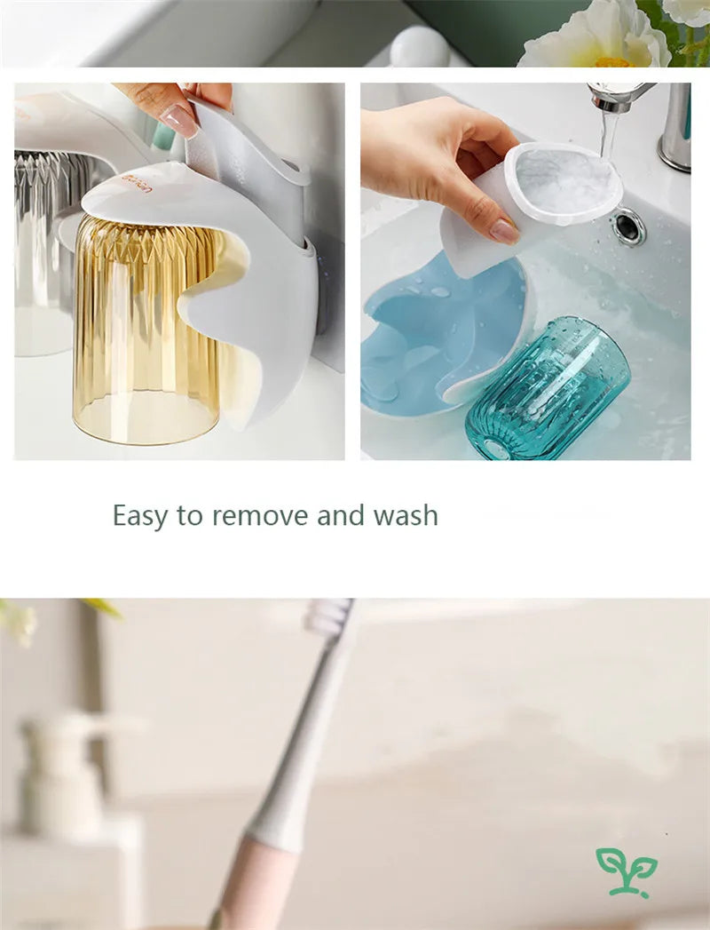 Cartoon Toothpaste Dispenser Automatic Toothpaste Squeezer New Wall-Mount Holder Toothbrush Rack Bathroom Washroom Accessories