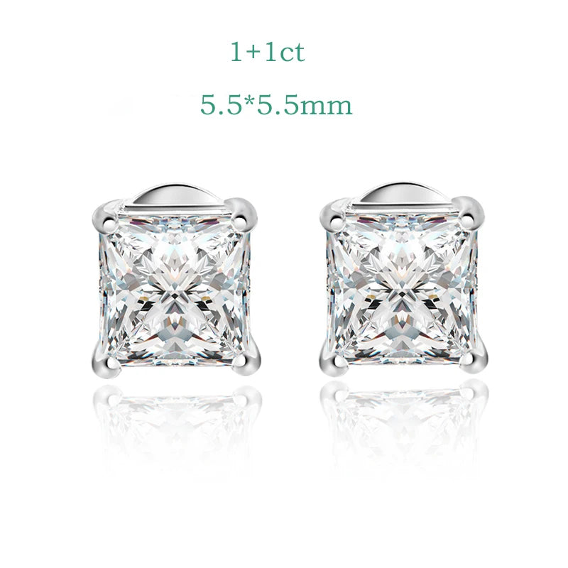 Smyoue 1CT 2CT 4CT Emerald/Radiant Cut Moissanite Stud Earrings for Women D Color Luxury Lab Diamond 925 Sterling Silver Jewelry