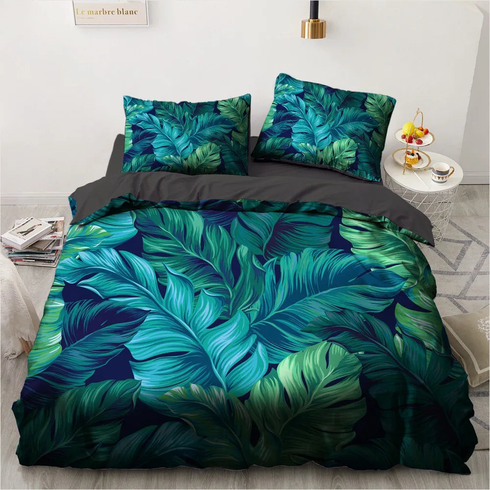 Flower Bird King Queen Duvet Cover Colorful Tropical Floral Bedding Set For Women Watercolor Plant 2/3pcs Polyester Quilt Cover