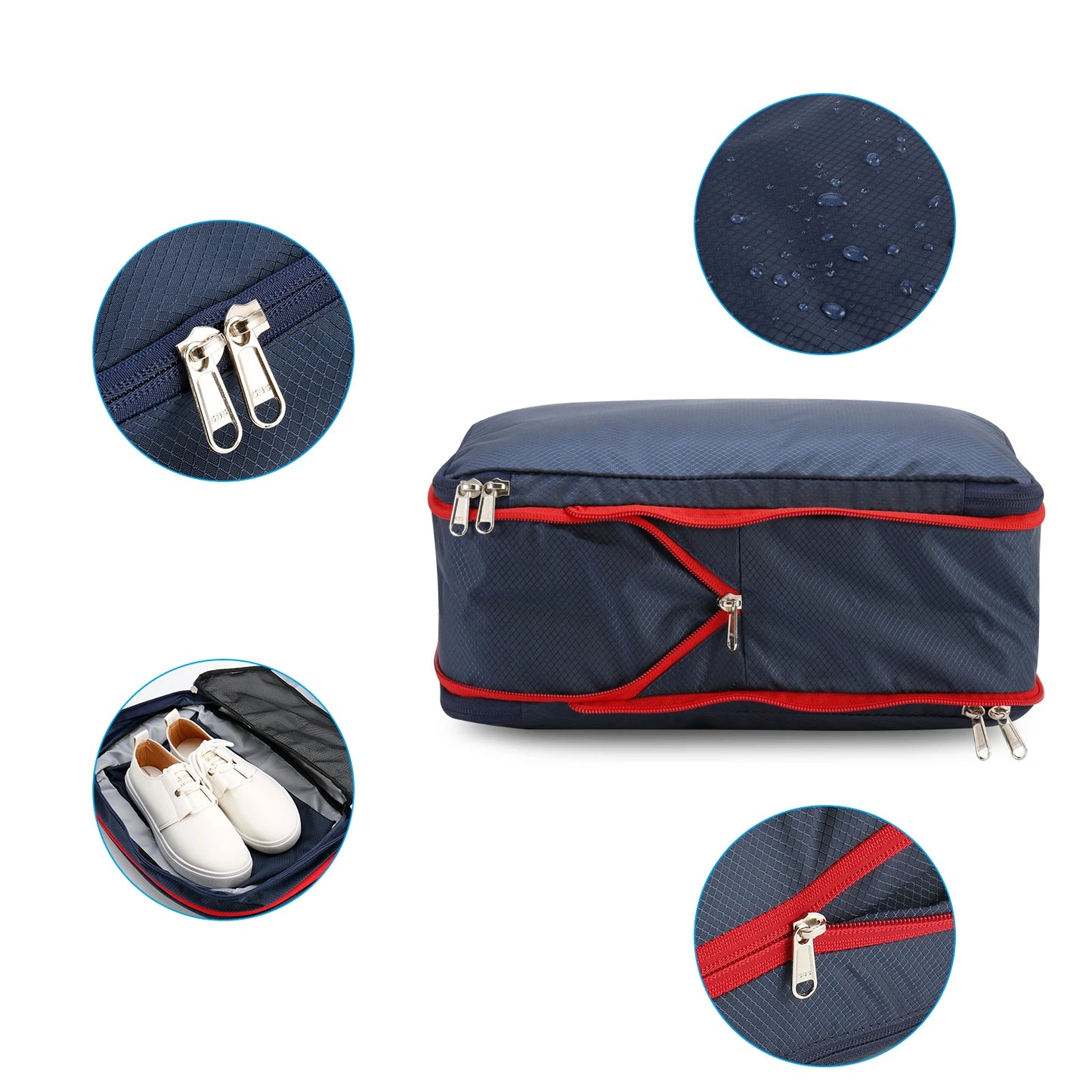 Nylon Travel Compression Packing Cubes Double Layer Portable Pouch Zipper Waterproof Storage Bags for Clothing Shoes Suitcases