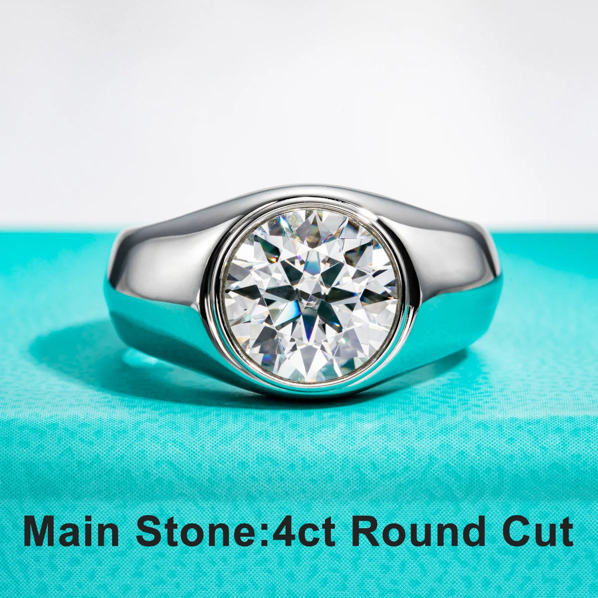 AnuJewel 4ct D Color Moissanite Men Rings 18K Gold Plated Silver Engagement Bezel Rings For Men Factory Jewelry Wholesale