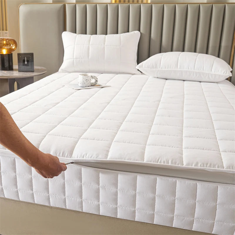 Six Sides All Inclusive Mattress Cover with Zipper Thicken Fitted Sheet Quilted Mattress Protector Pad Couple Customized Size