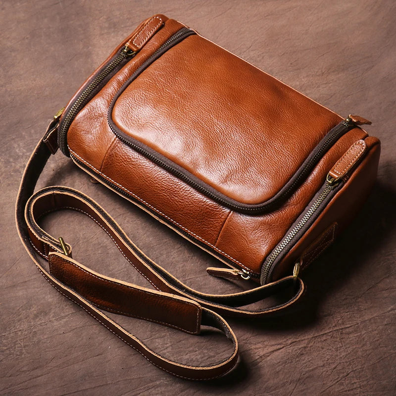 GURO Higher Quality Genuine Leather Shoulder Bag Men's Party Deluxe Crossbody Vintage Top Cowhide multicompartment Messenger Bag