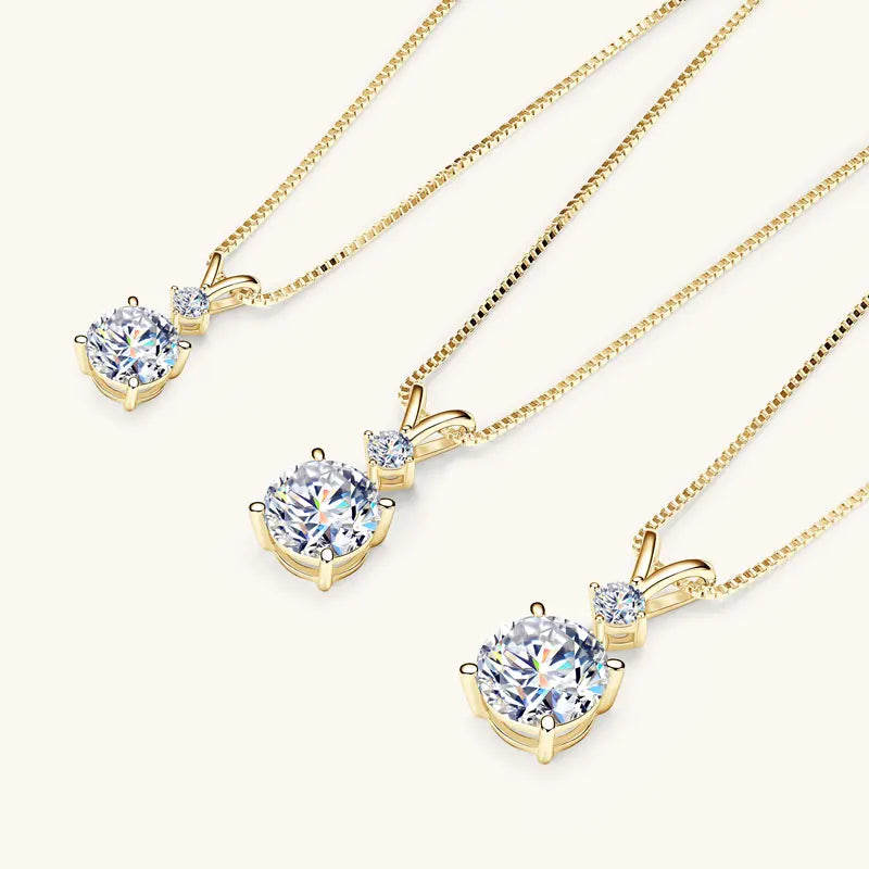 IOGOU 6.5mm/8mm/9mm D VVS1 All Moissanite Diamond Round Pendant Necklace for Women Engagement Luxury Sterling Silver 925 Jewelry
