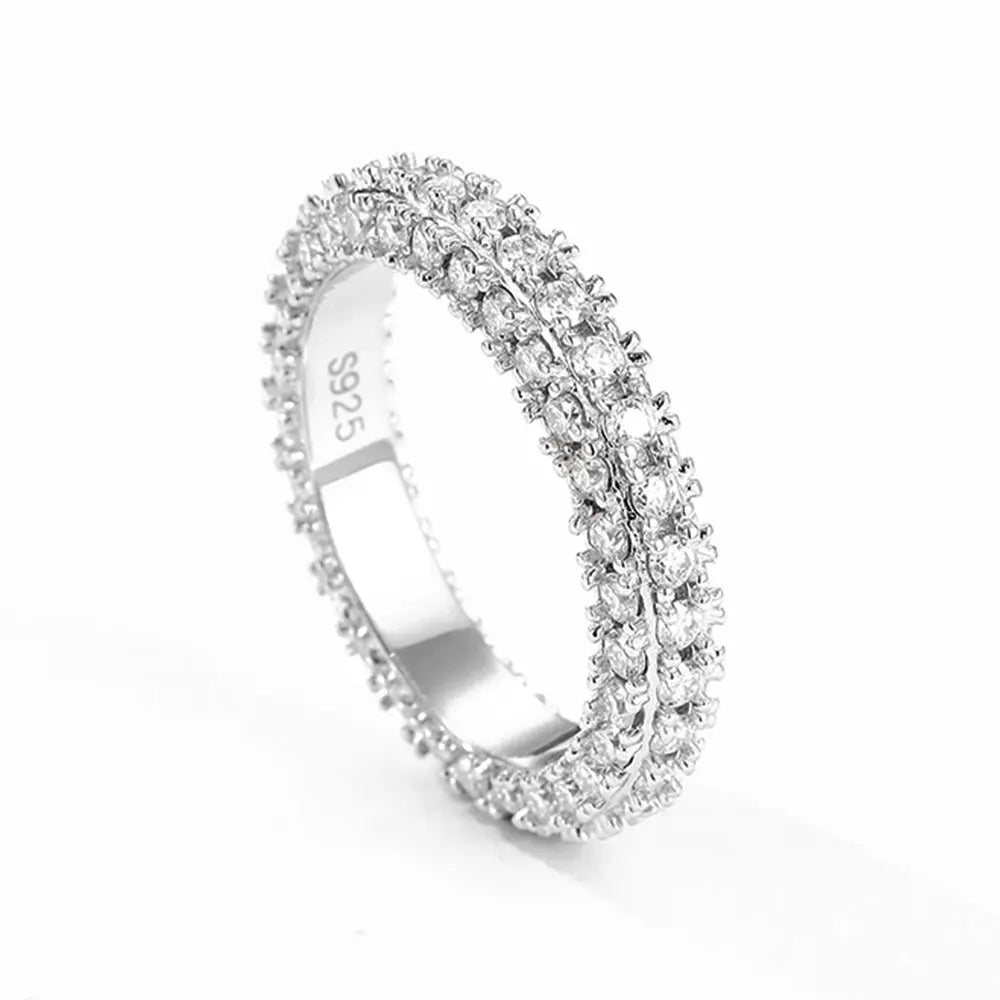 KNOBSPIN D VVS1 All Moissanite Rings for Women Man Lab Diamond Wedding Eternity Band with GRA S925 Silver Plated 18k Gold Ring