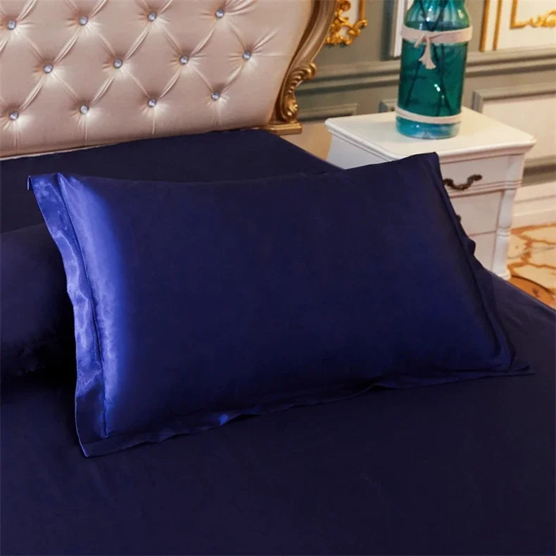 Luxury Silky Smooth Satin Pillowcase Solid Color Envelope Pillow Case Bedding Bedroom Sleep Pillowcover 48x74