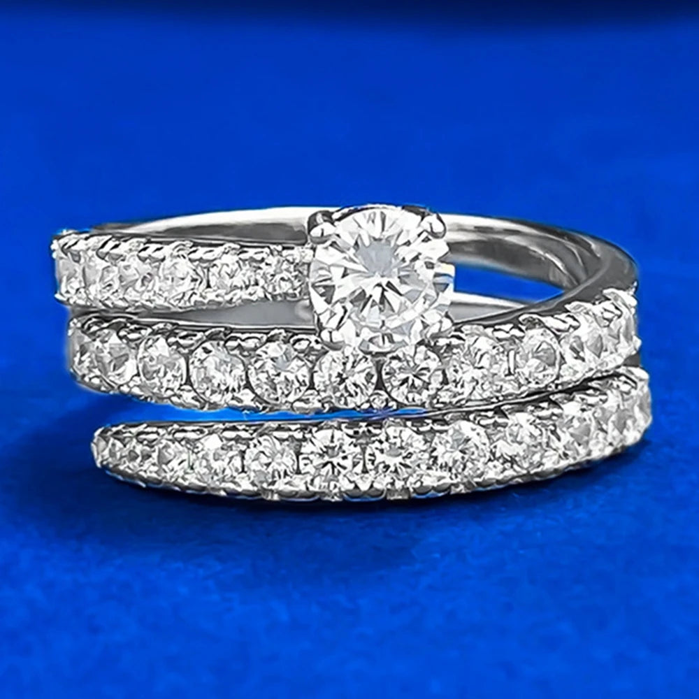 Wong Rain Solid 925 Sterling Silver Round Lab Sapphire High Carbon Diamonds Gemstone Adjustable Rings Fine Jewelry Wholesale