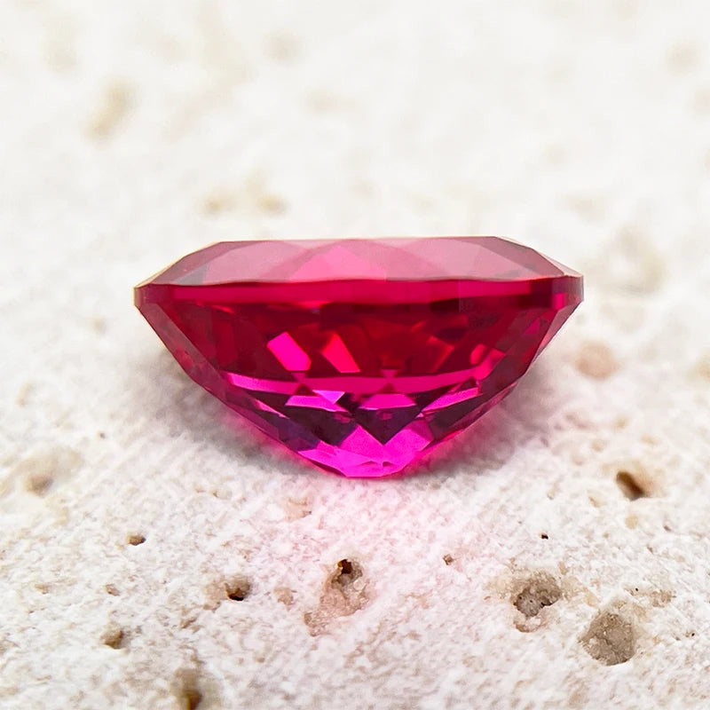 Lab Grown Ruby Rubellite Oval Cut Gemstone Beads for Jewelry Making Materials Selectable AGL Certificate